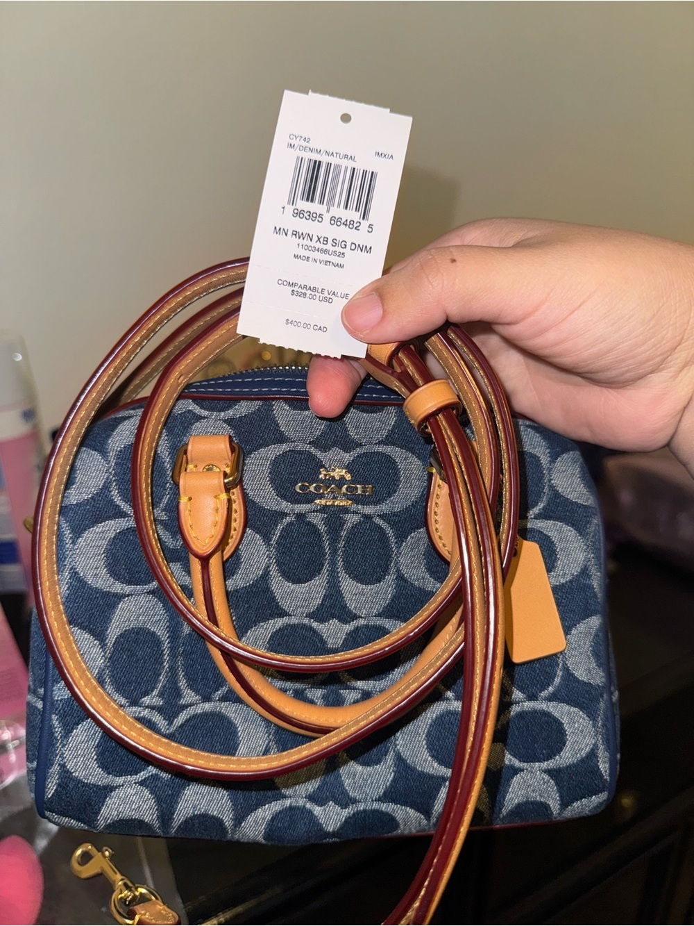 COACH Denim Signature Mini Rowan